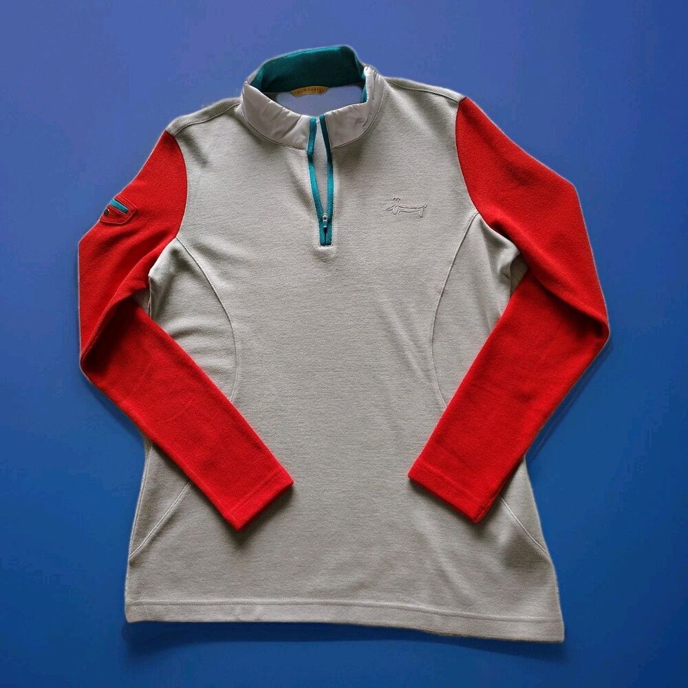 Louis Castel Womens Large 1/4 Zip Pullover Colorblock Golf Top Long Sleeve